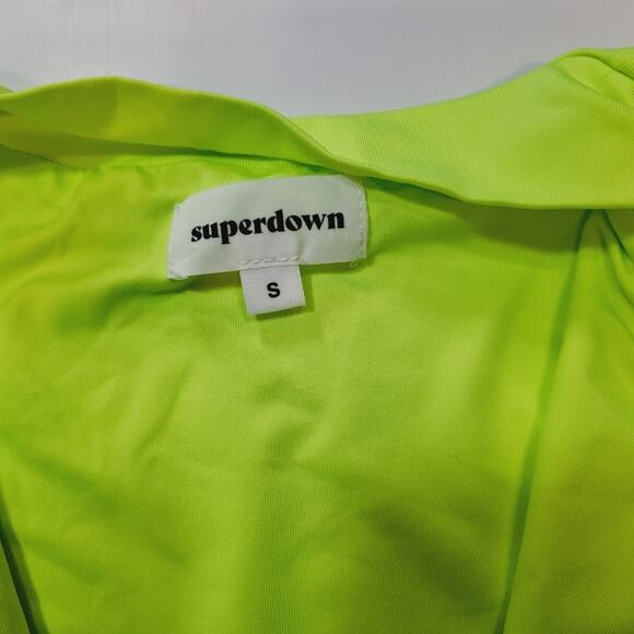 Superdown Nicky Zip Crop Top in Neon Yellow Small - Picture 5 of 10